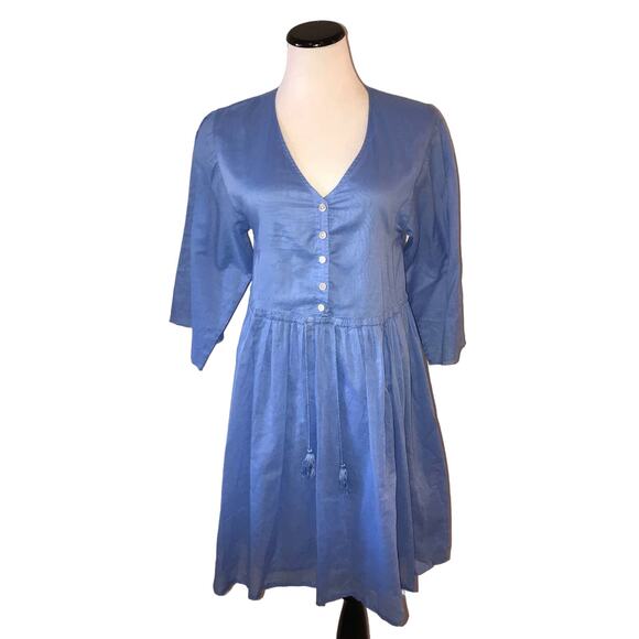 ATM Anthony Thomas Melillo Blue Crinkle Cotton Dress - Picture 3 of 11